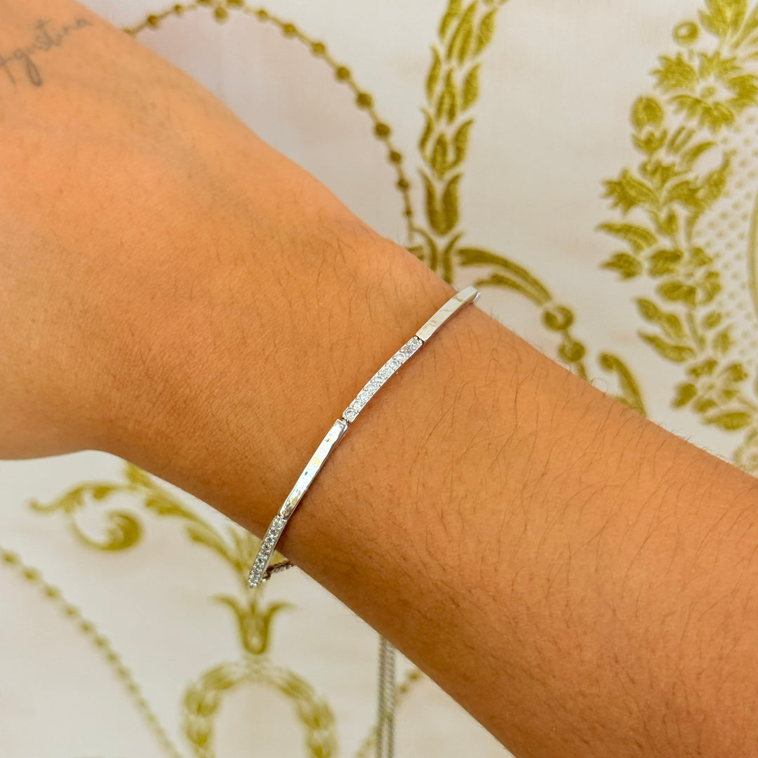 Zircone bracelet silver adjustable bracelet