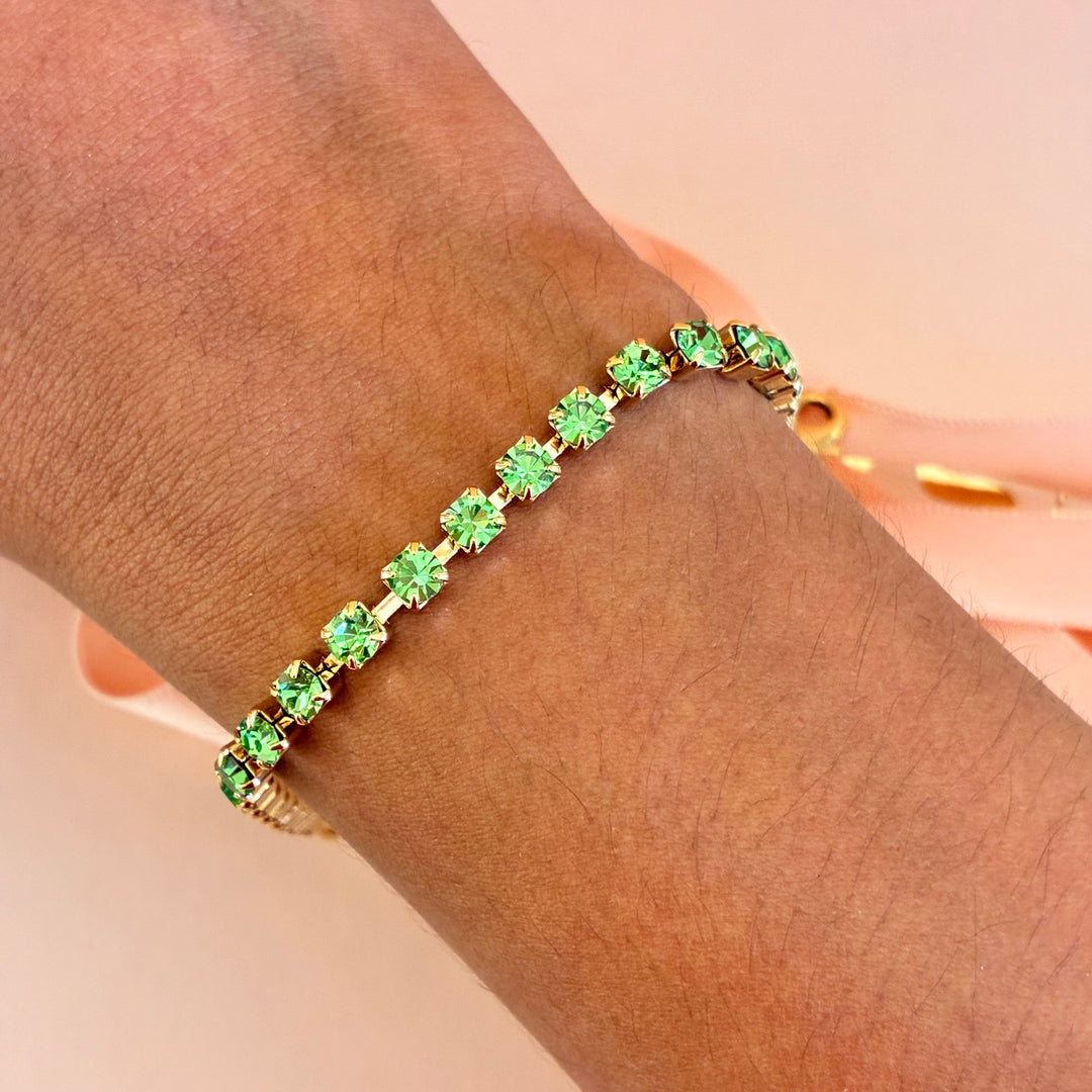 Dainty green Preciosa crystals bracelet