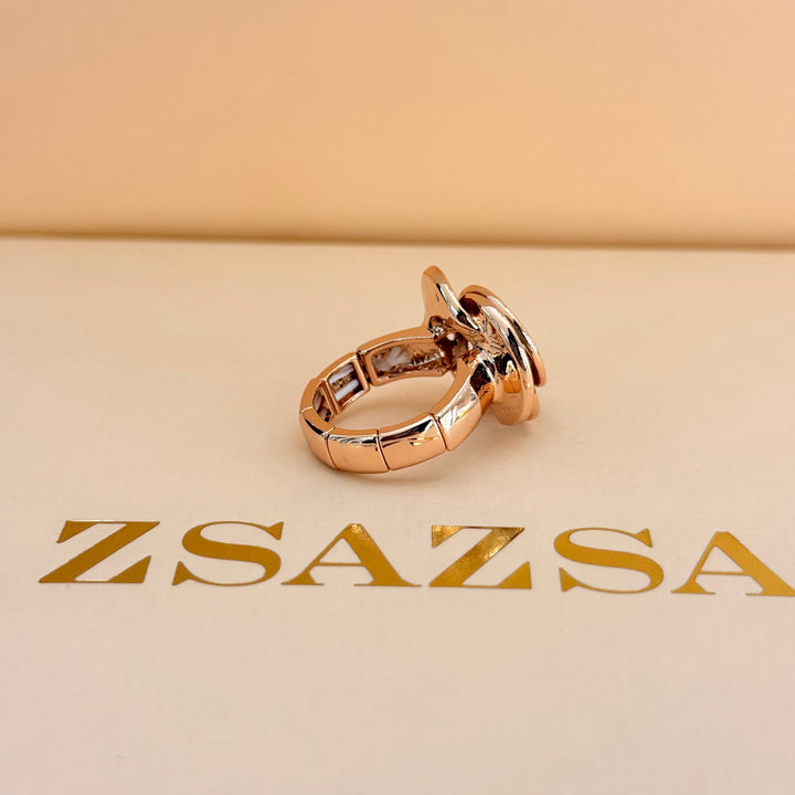 Rosette brown enamel rose gold plated set