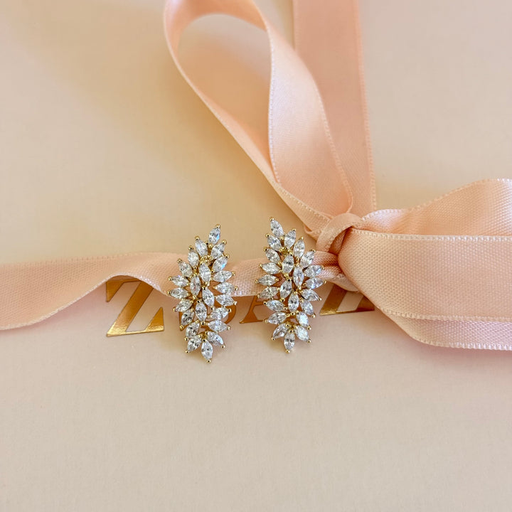 Marquise zircone gold plated earrings