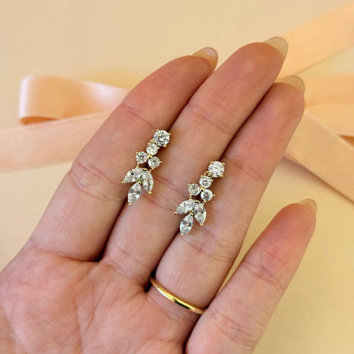 Marquise zircone gold plated earrings and bracelet set