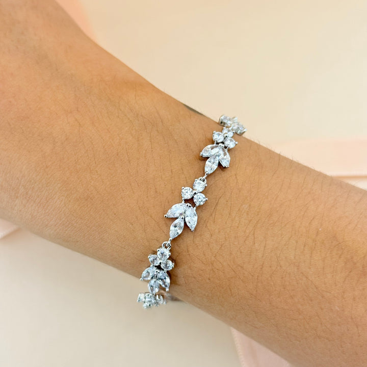 Marquise zircone silver earrings and bracelet