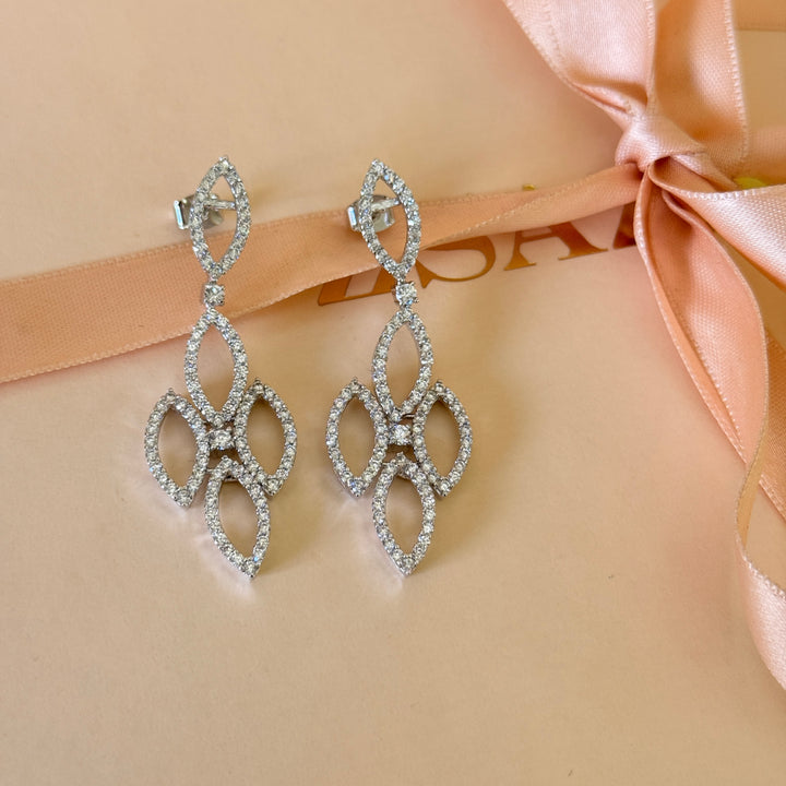 Marquise zircone silver earrings and bracelet