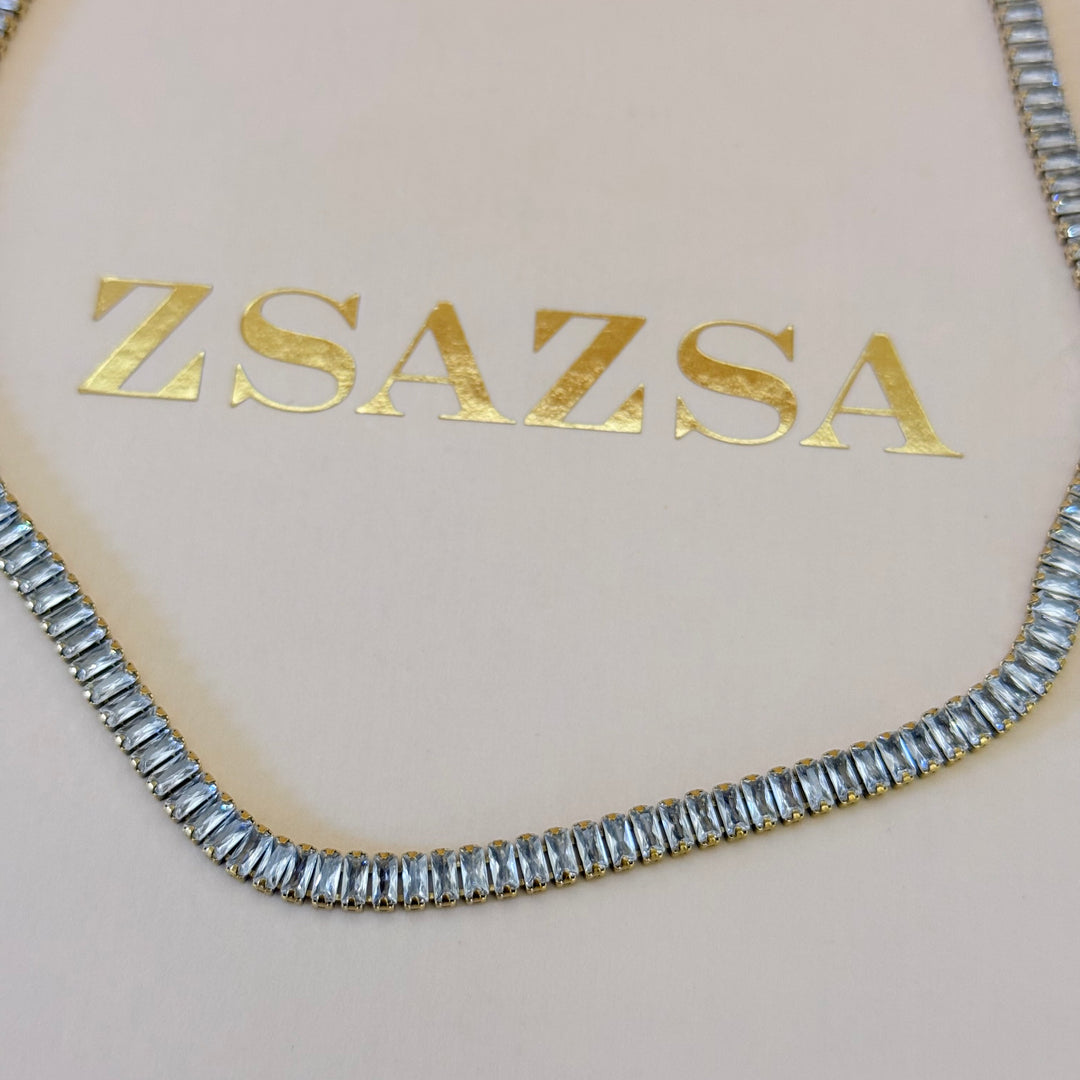 Baguette zircone stainless steel set