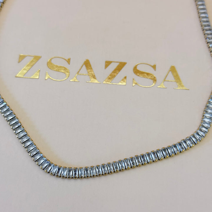 Baguette zircone stainless steel set