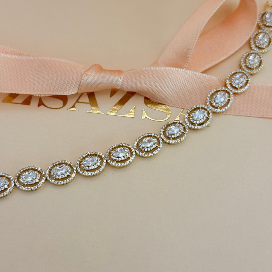 Zircone oval gold plated bracelet