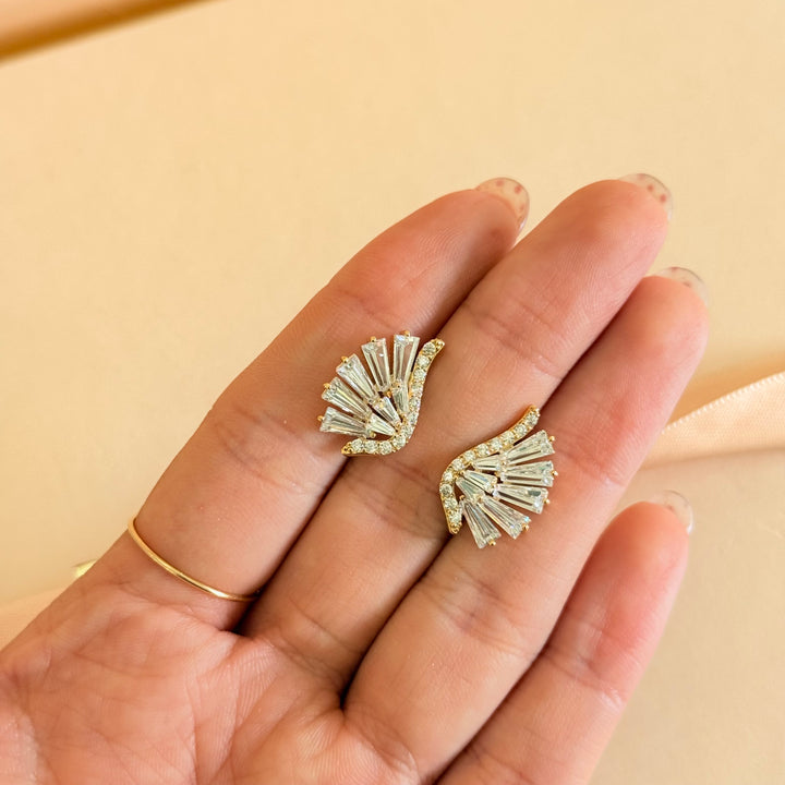 Baguette zircone gold plated earrings