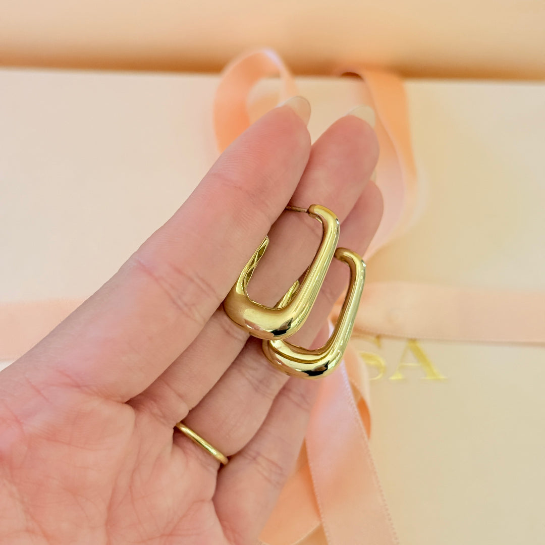 Rectangular sterling silver gold plated earrings