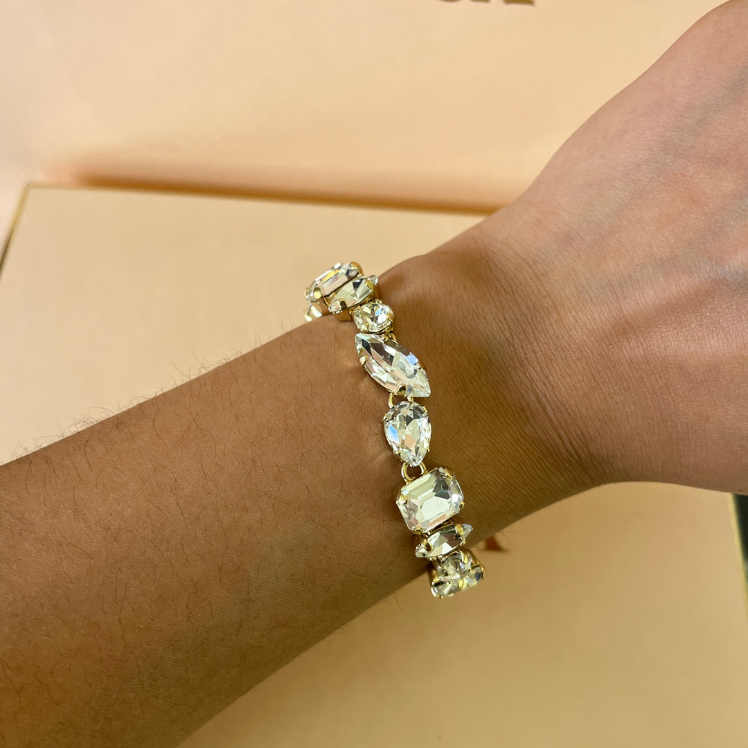 Swarovski crystals mix of shapes gold plated set