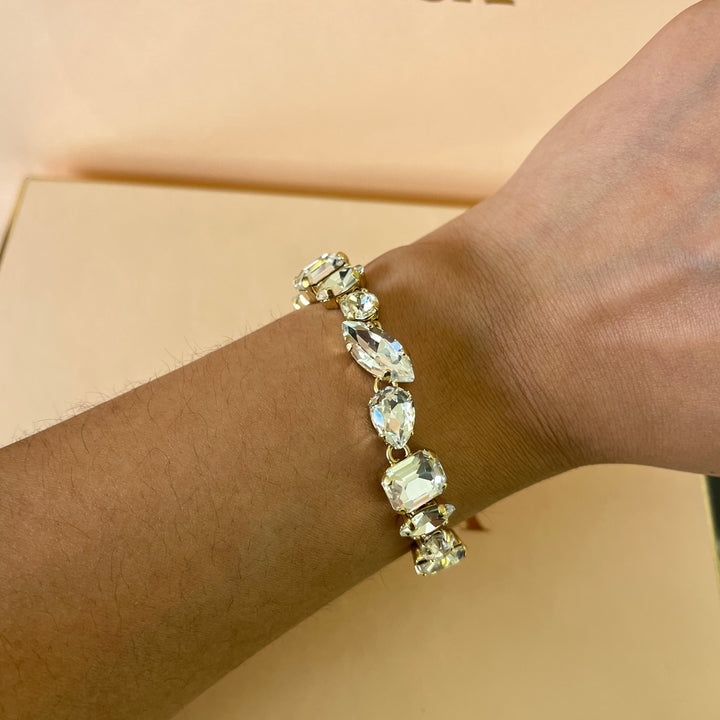 Swarovski crystals mix of shapes gold plated set