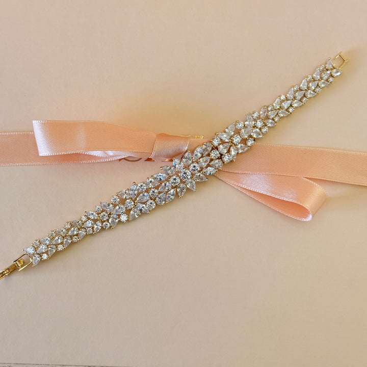 Zircone chunky marquise gold plated bracelet
