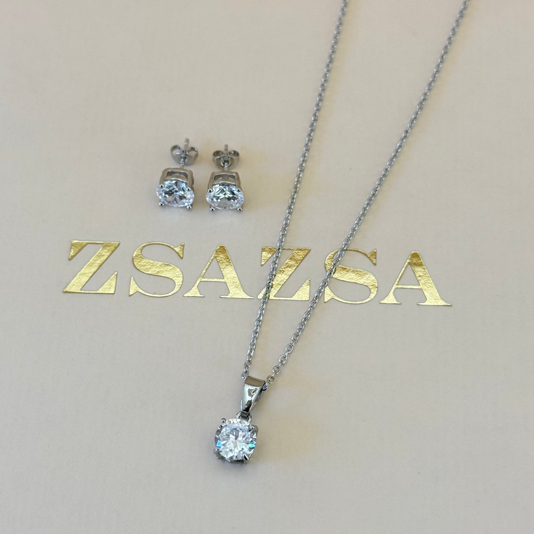 Solitaire zircone silver set