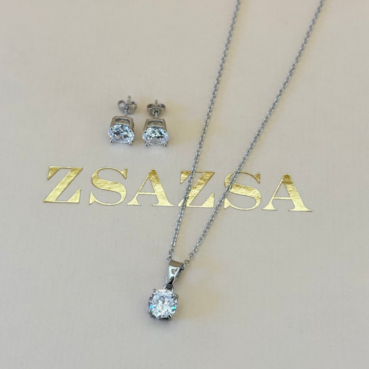 Solitaire zircone silver set