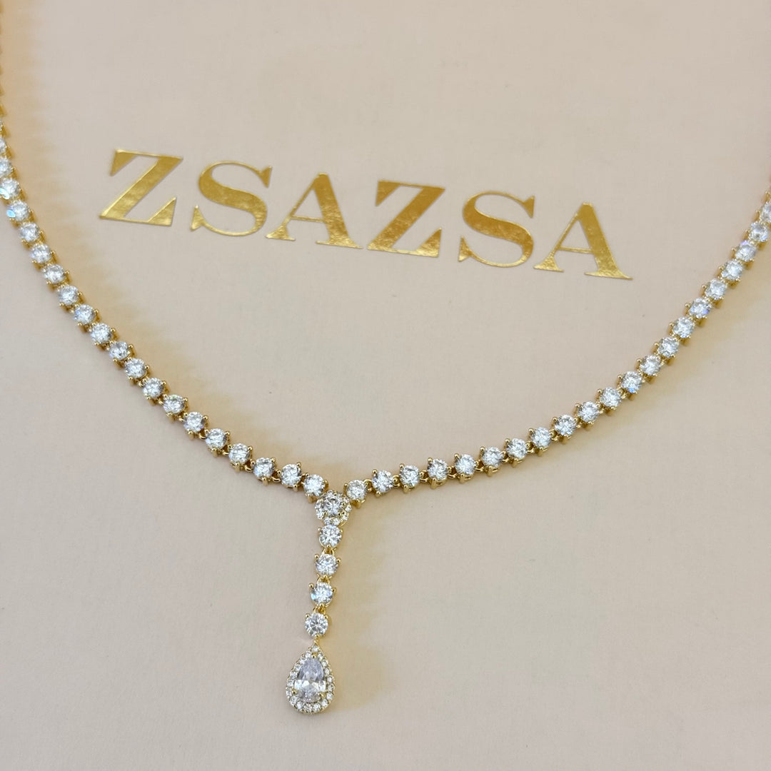 Teardrop zircone gold plated set