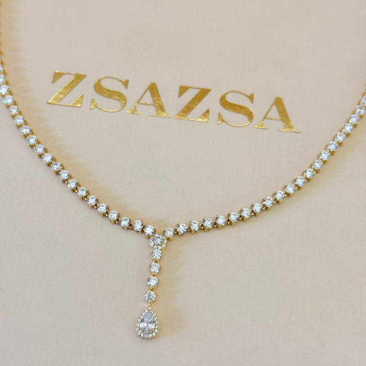 Teardrop zircone gold plated set