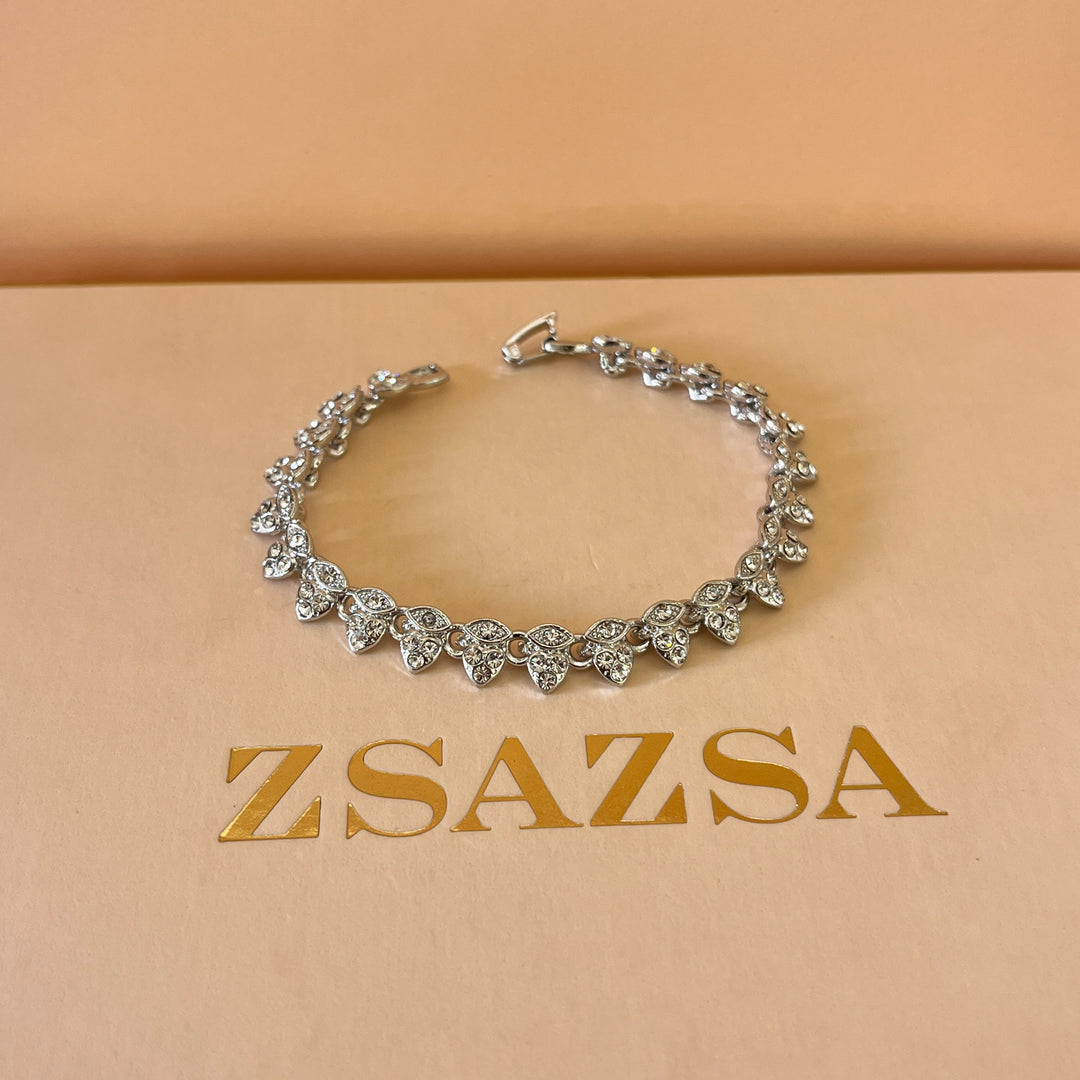Swarovski crystals heart & marquise shapes white gold plated set