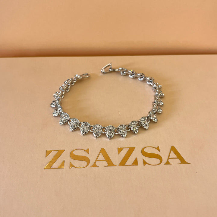 Swarovski crystals heart & marquise shapes white gold plated set
