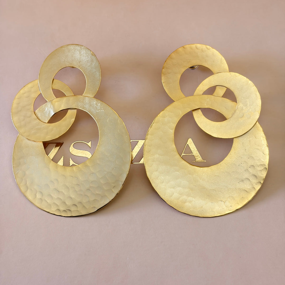 Handmade 3 Interlocking Circles Gold Earrings | Gold Plated | ZsaZsa