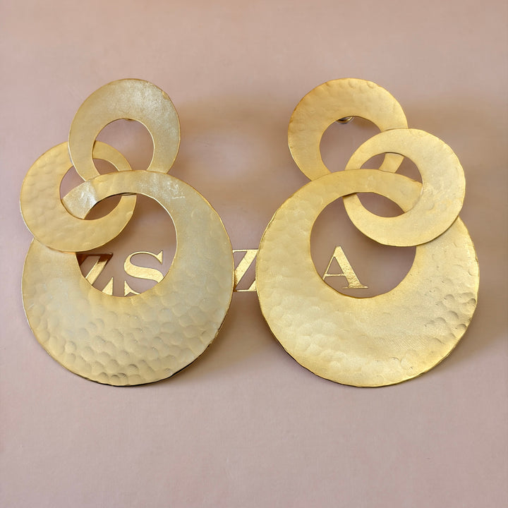 Handmade 3 Interlocking Circles Gold Earrings | Gold Plated | ZsaZsa