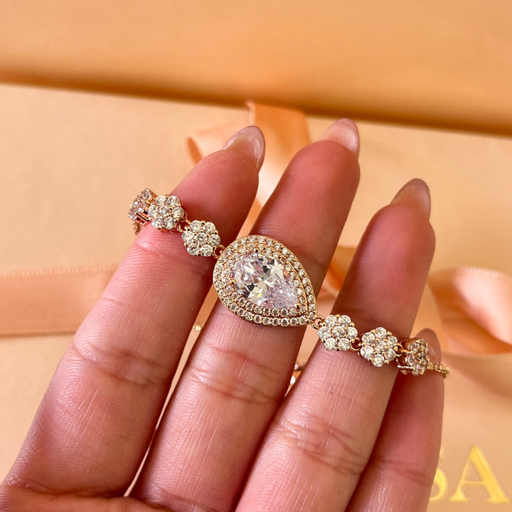 Teardrop zircone rose gold plated bracelet