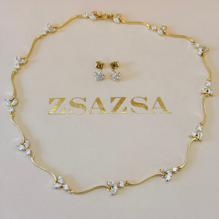 Marquise zircone gold plated set