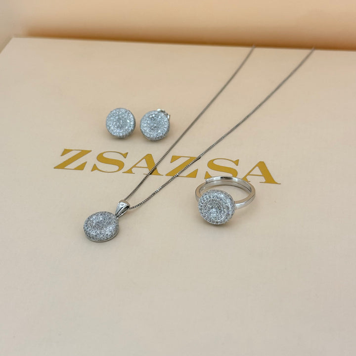 Round zircone sterling silver set