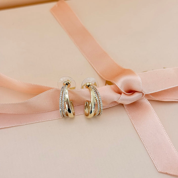 Half hoops gold plated zircone