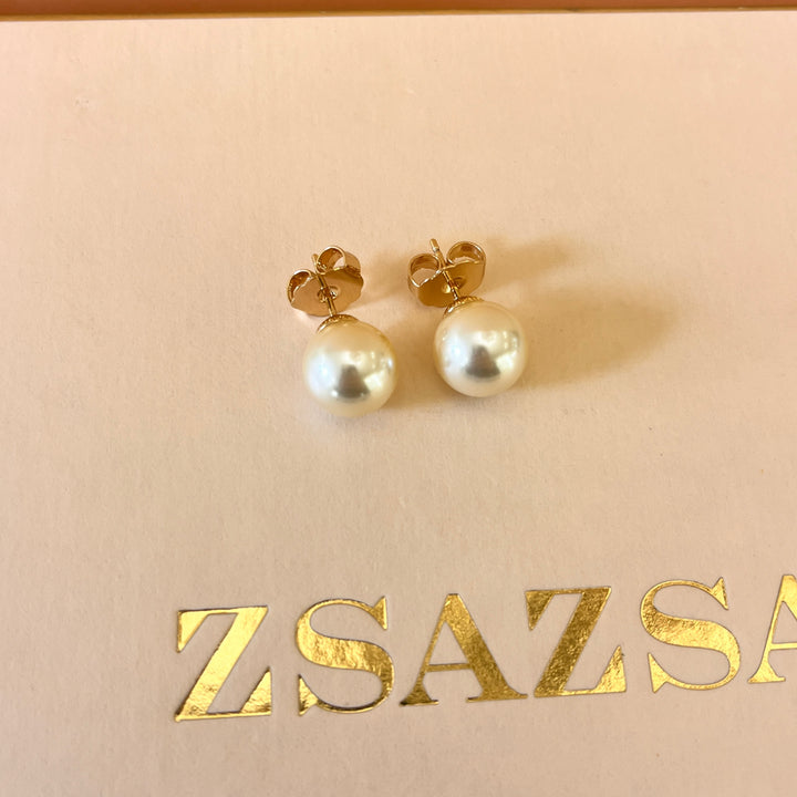 Cream Mallorca pearls gold plated studs