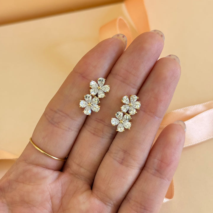 Flowers zircone gold plated earrings