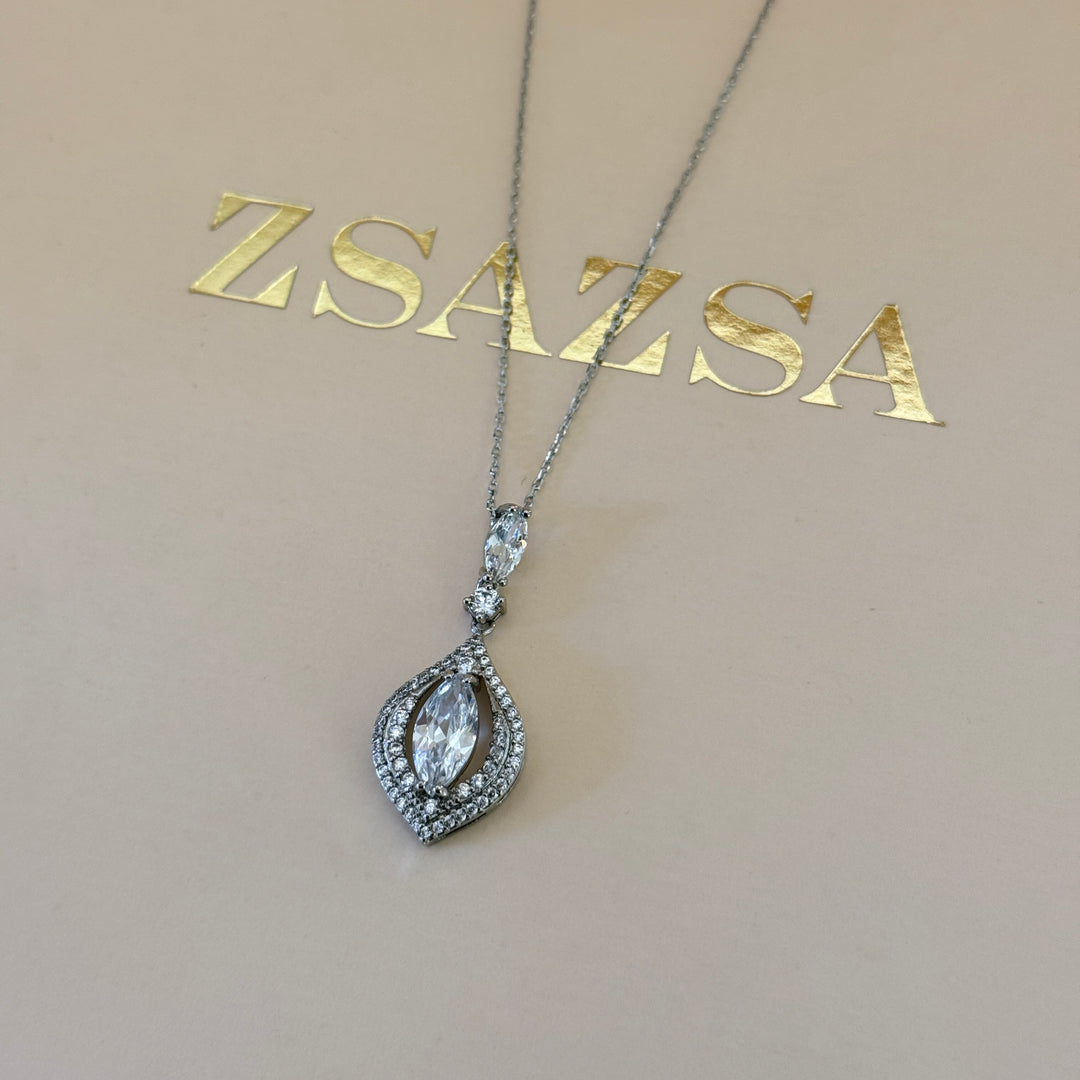 Mixed shapes zircone silver pendant