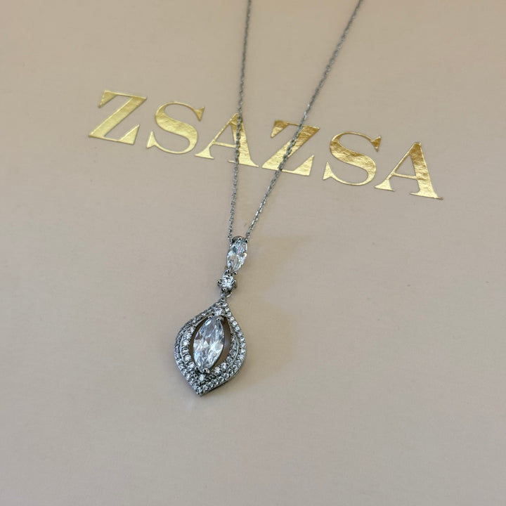 Mixed shapes zircone silver pendant