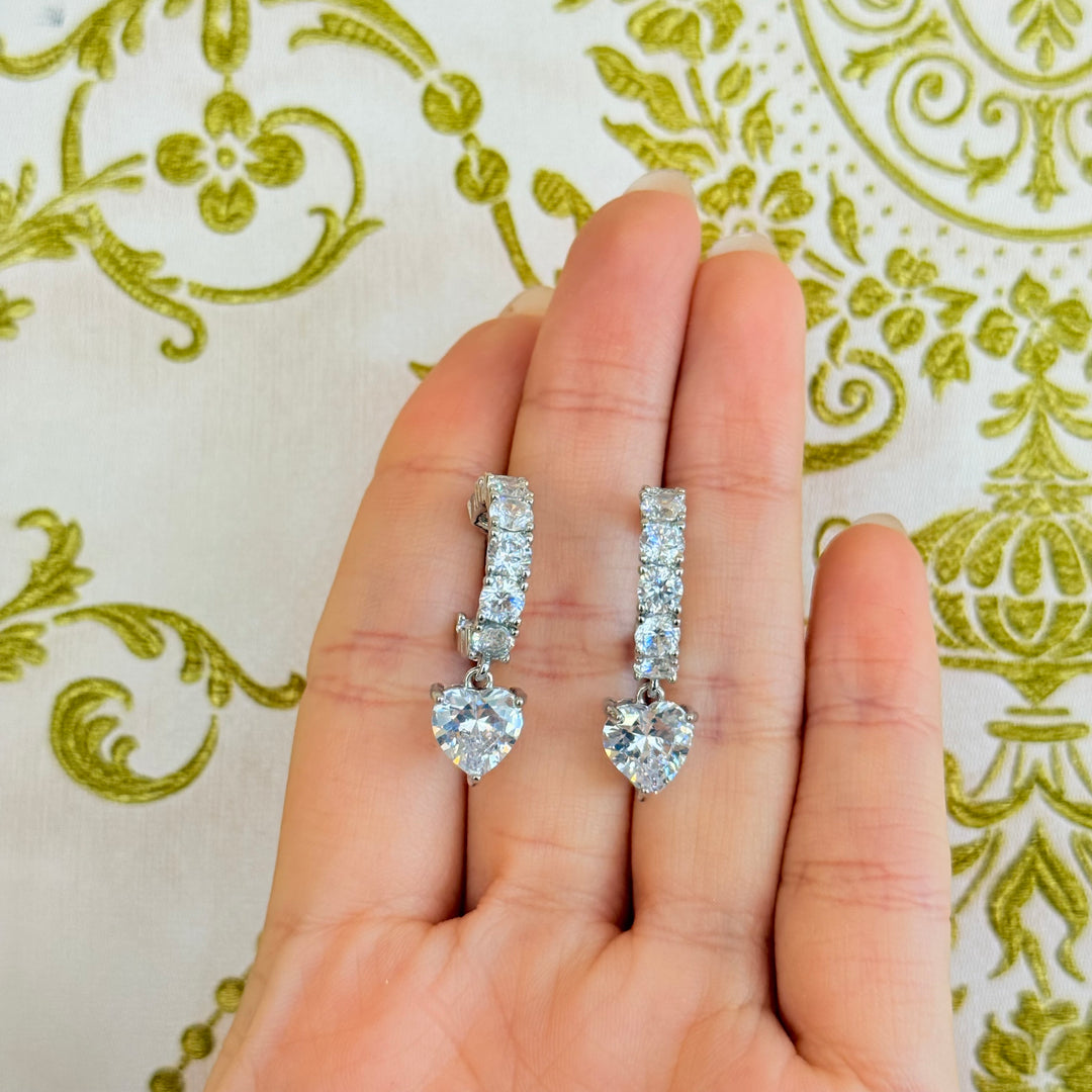 Heart silver zircone hoops