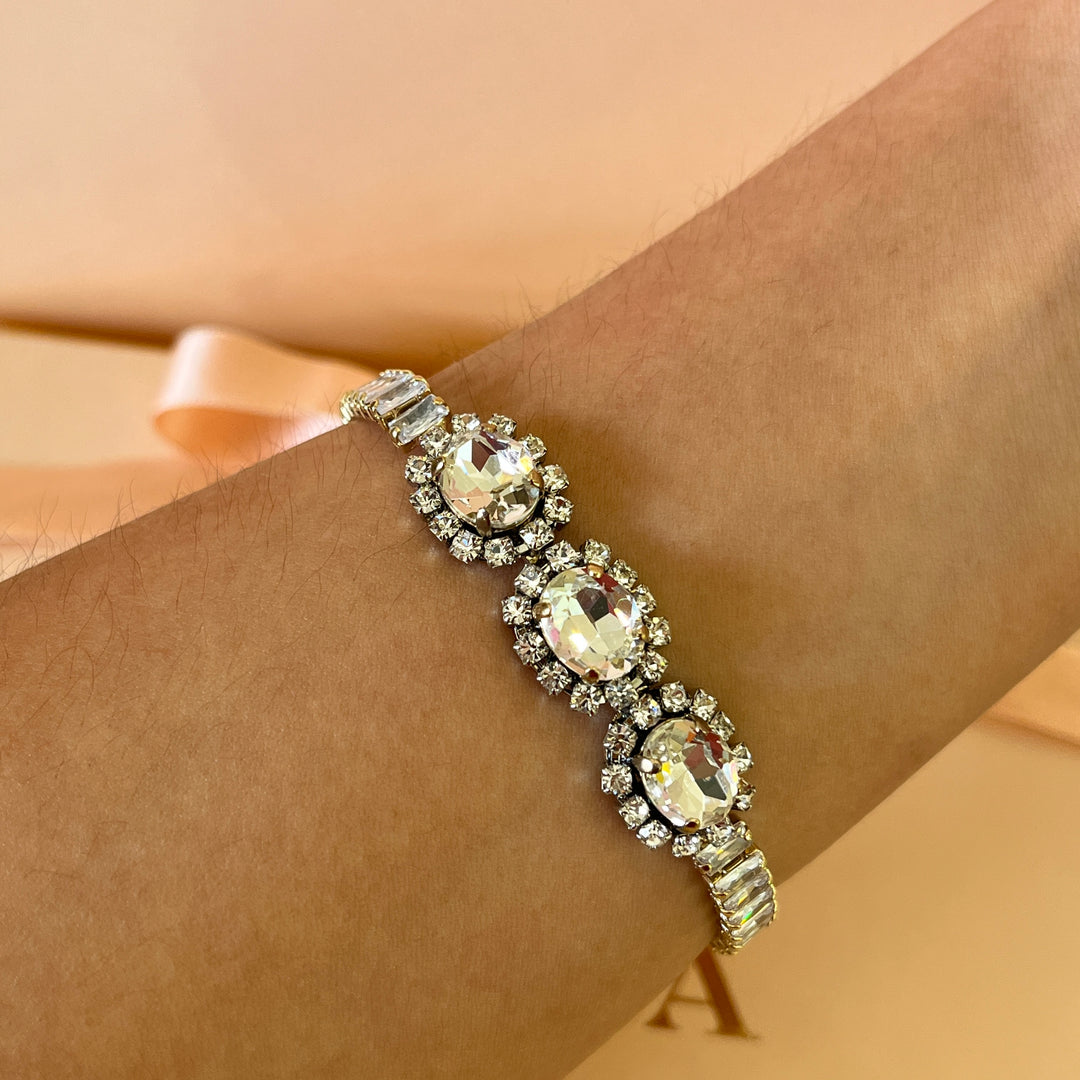 Swarovski crystals mix of shapes  gold plated earrings and bracelet
