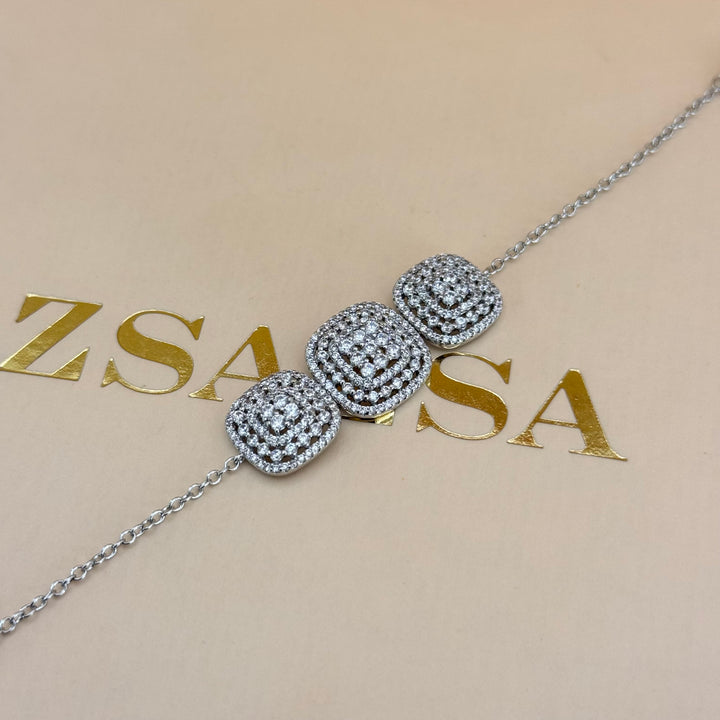 Squares zircone silver set