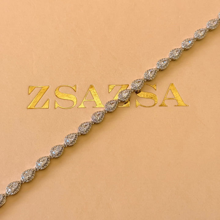 Dainty teardrop zircone silver bracelet