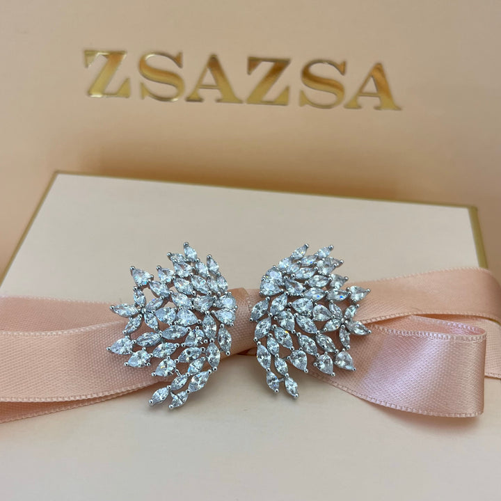 Silver zircone marquise studs