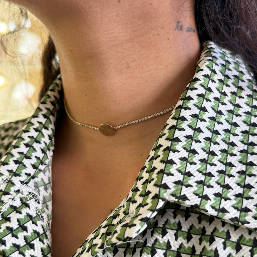 Rhinestone dainty gold plated choker