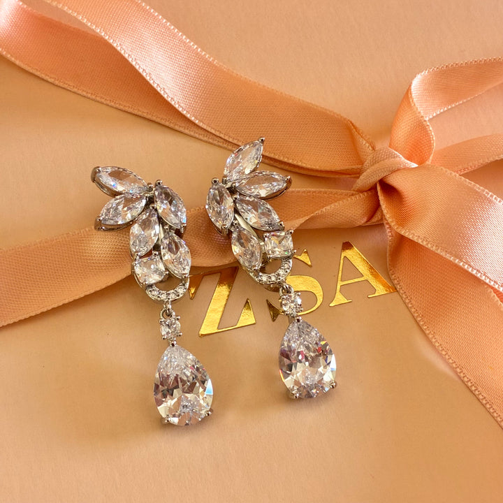Marquise and teardrop long zircone clip on