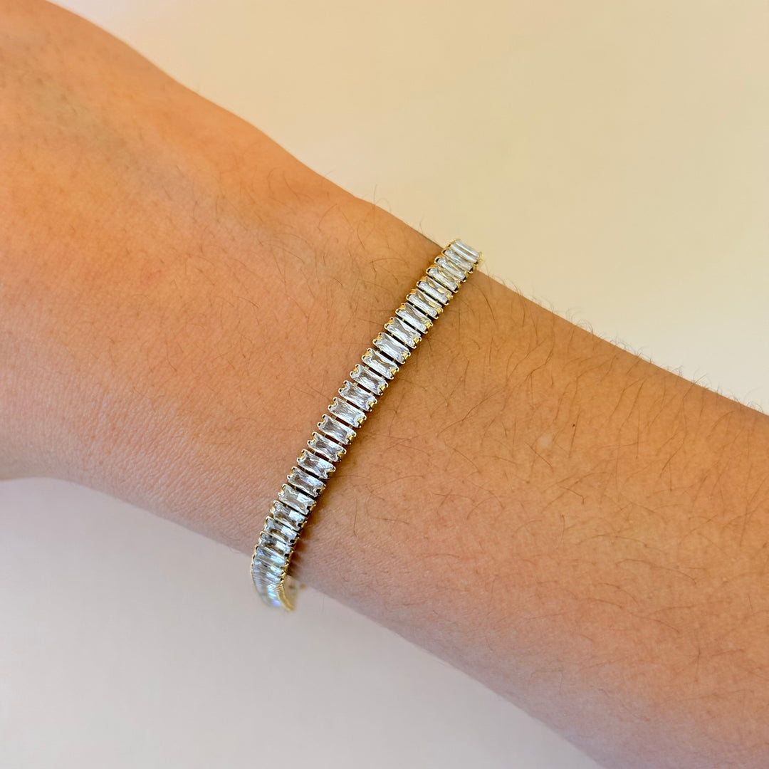 Baguette zircone stainless steel set