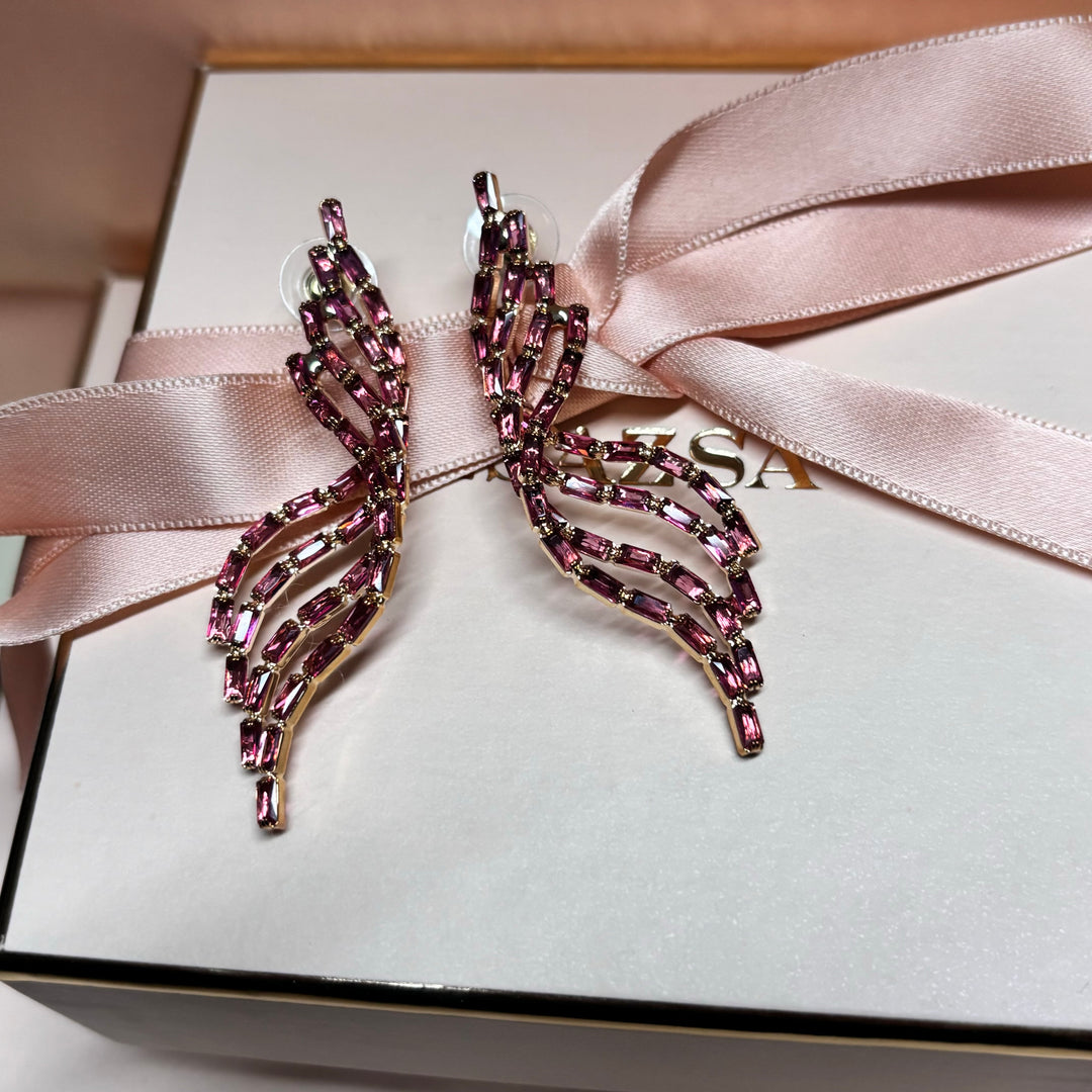 Light red baguette earrings