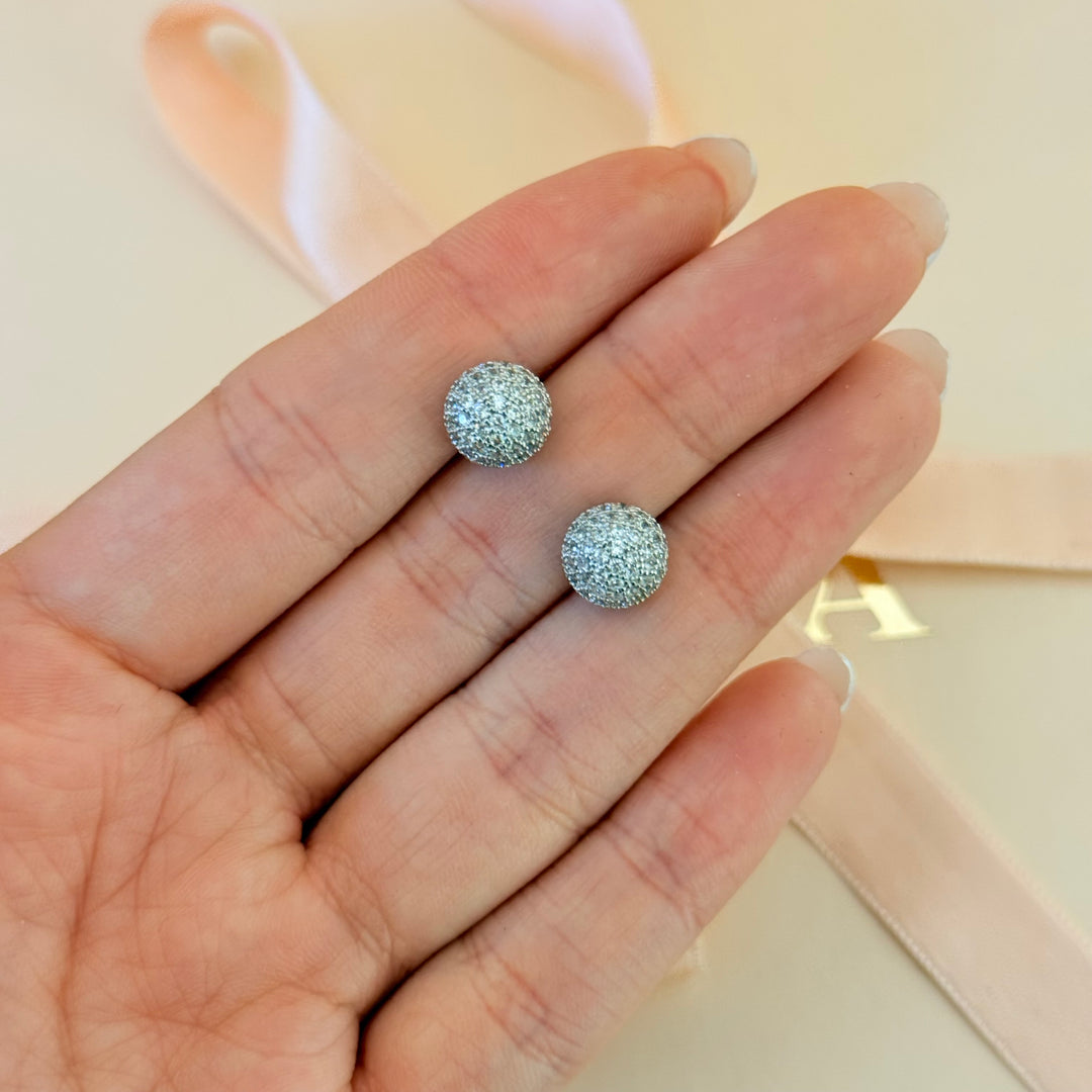 Half ball zircone silver earrings