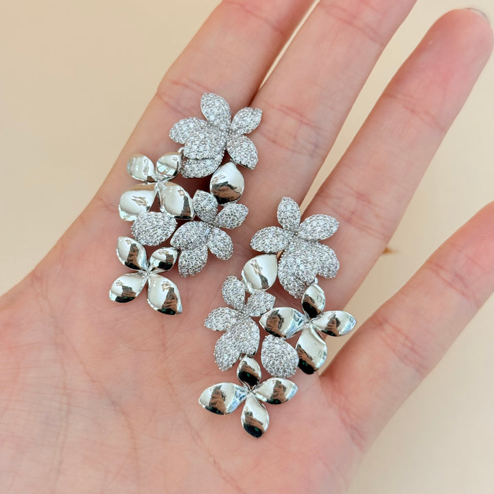 Flower zircone silver set