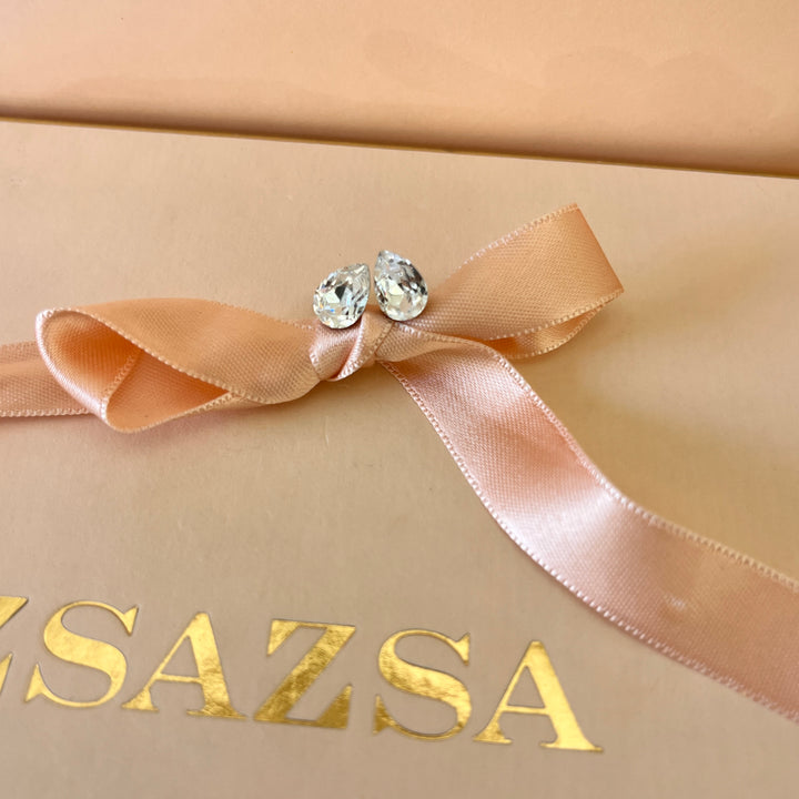 Swarovski crystals teardrop white gold plated studs