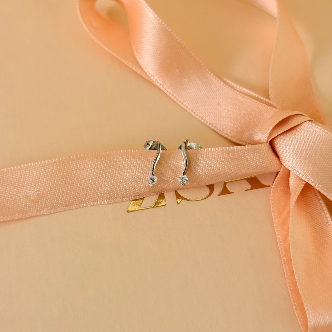 Dainty zircone silver earrings