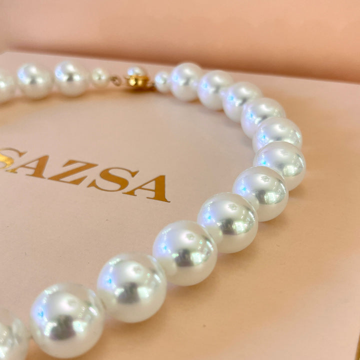 White Mallorca pearls gold plated necklace