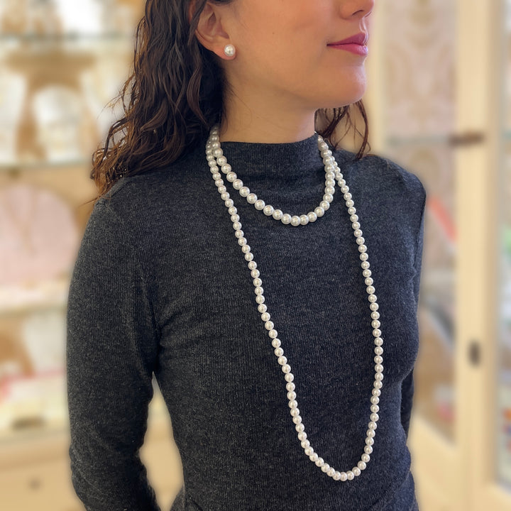 White Mallorca pearls gold plated set