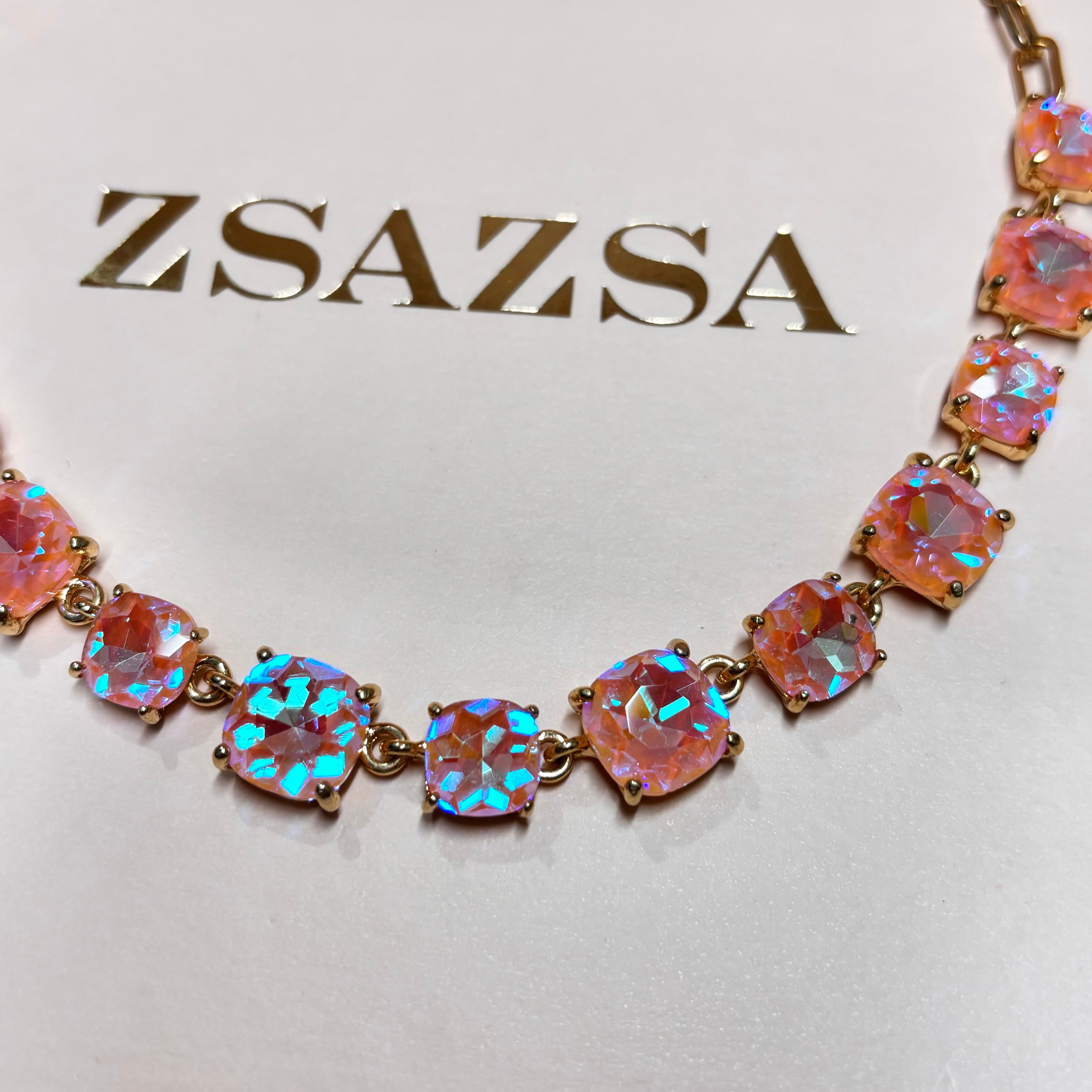 Rhinestone peach necklace