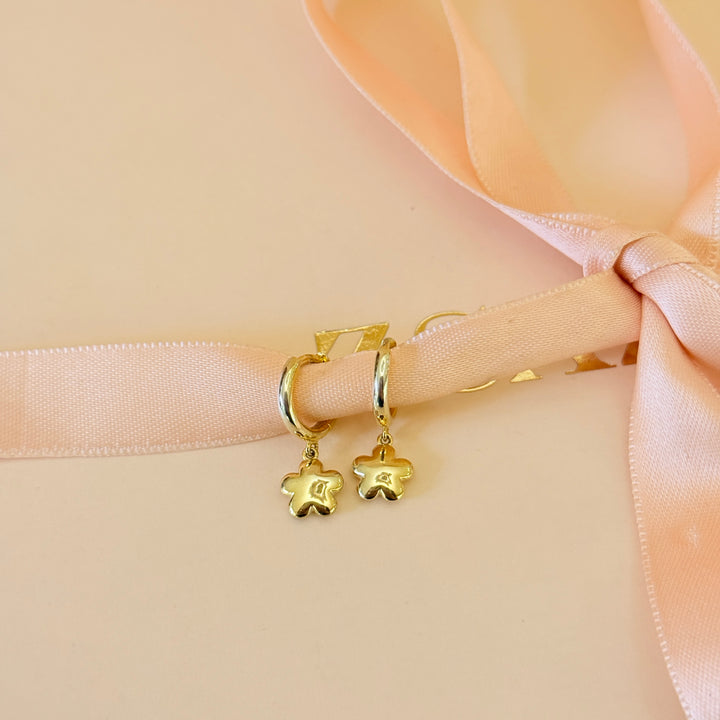 Dainty flower gold plated hoops