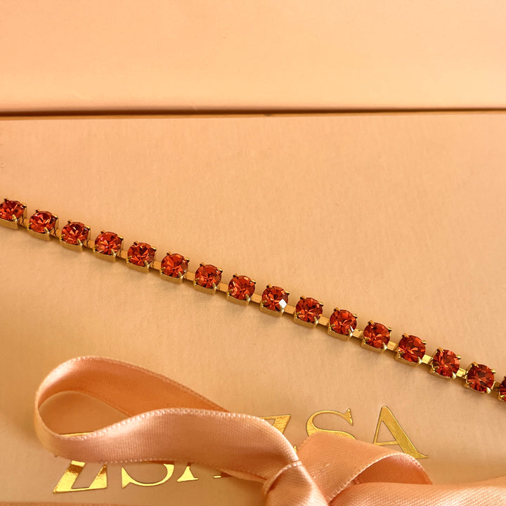 Coral Swarovski crystals  bracelet