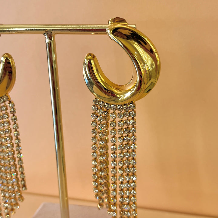 Swarovski crystals gold plated fringe earrings